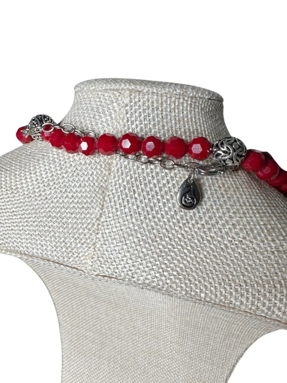 Red Faceted Glass Beaded Layered Necklace - Stylish Women's Jewelry
